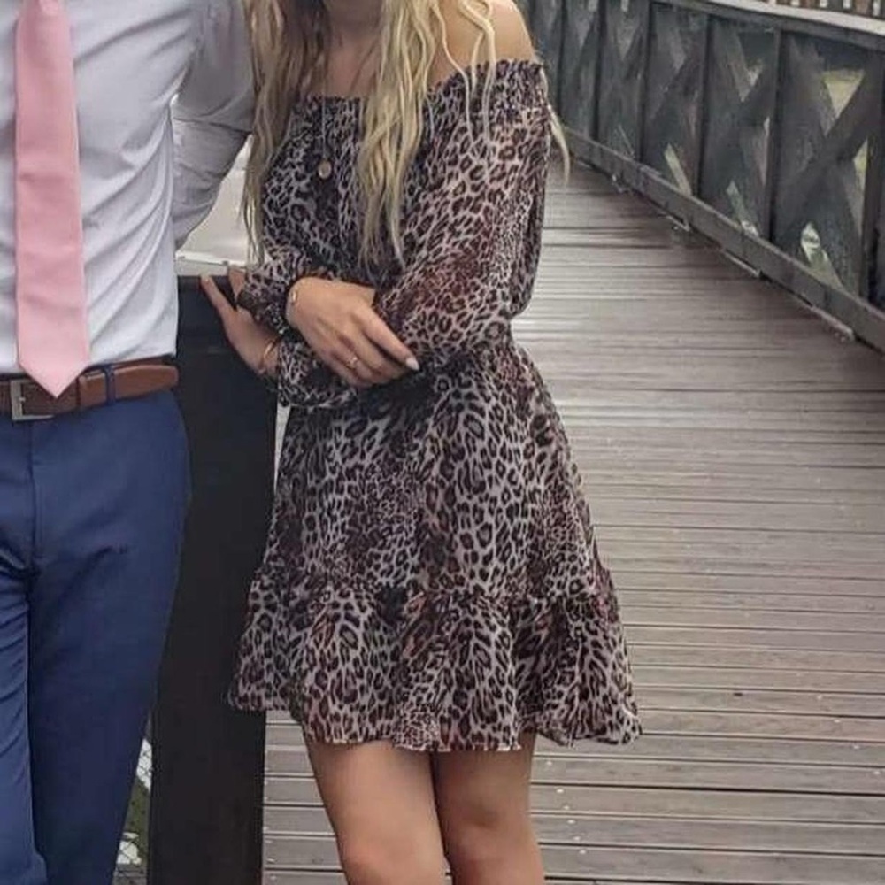 Leopard Print Off-Shoulder Dress